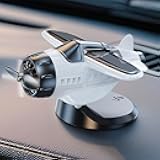 Solar Powered Fighter Rotating Aircraft Propeller Car Interior Ornament Dashboard Decoration Light Sensing Auto Spinner Airplane Model Vehicle Display Accessory With Swing Motion When Driving(white)