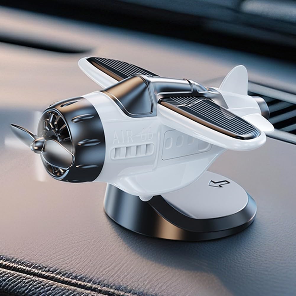 Hélice rotative solaire blanche pour tableau de bord de voiture