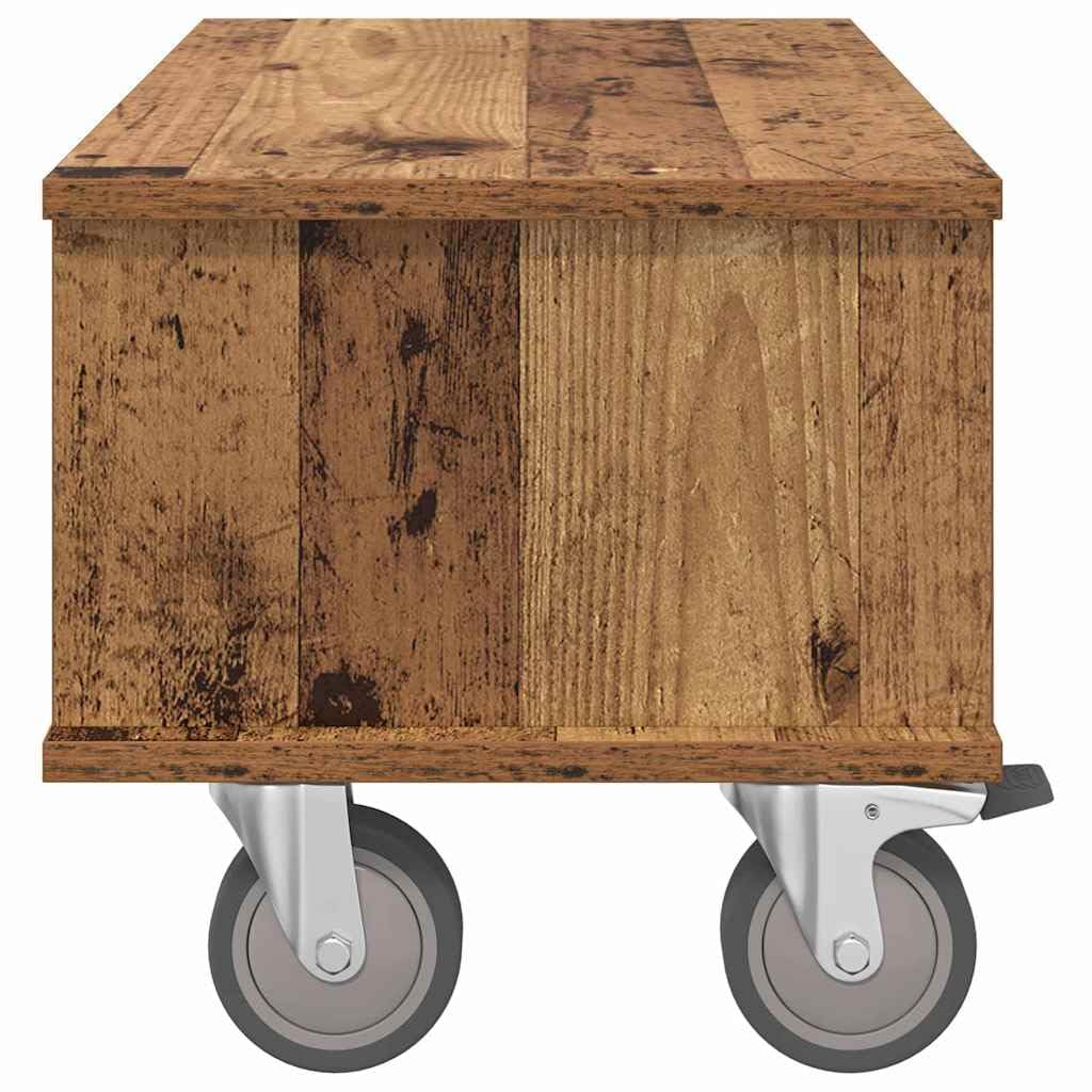 Stojak pod telewizor z drewna starego drewna, 68,5 x 35 x 35 cm, z dużą ilością miejsca do przechowywania i zarządzaniem kablami, nowoczesna szafka pod telewizor do salonu, kącik gamingowy
