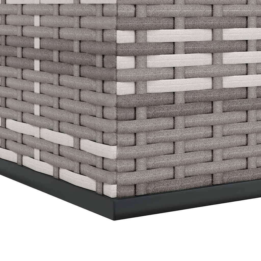 Skrzynia na Poduszki Ogrodowe – Rattan PE, Idealna do Poduszek i Innych Akcesoriów Ogrodowych, Rama ze Stali Malowanej Proszkowo, z Podnośnikiem Gazowym (100 x 97,5 x 104 cm)