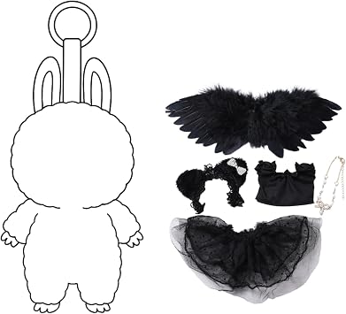 Angel Costume Set for Monster Dolls Black & White Outfit Gift for Halloween Wedding 15cm 17cm Dolls NO Doll Black - Fallen Angel
