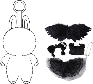 Angel Costume Set for Monster Dolls Black & White Outfit Gift for Halloween Wedding 15cm 17cm Dolls (NO Doll) (Black - Fallen Angel)