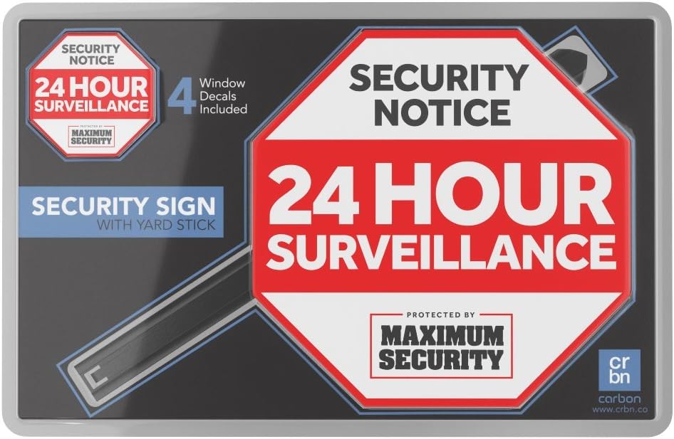 Buy 2 get 3 Security Sign w/ Stake & 4 Window Decal Alarm Sign (UV Fade Proof / Coated)