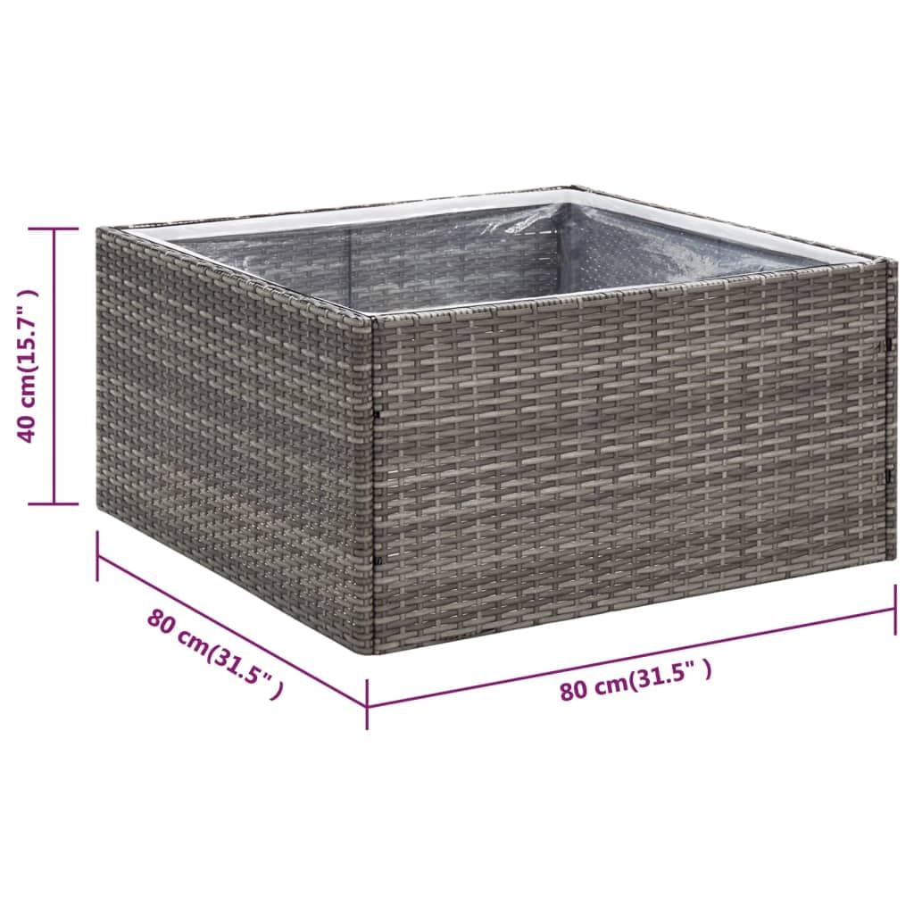 pflanzgefäße für draussen,blumenkübel XXL,Pflanzkübel Grau 80x80x40 cm Poly RattanGeeignet für Garten, Terrasse, Schlafzimmer, Wohnzimmer