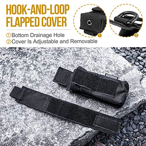 Onetigris Flashlight Pouch Holster Tactical Molle 1000D Cordura Nylon Flashlight Pouch Holder (Black) #TOP2