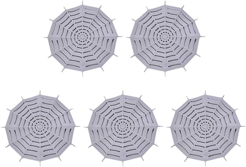 Floor Drain Strainer 5pcs Kitchen Sink Spider Web Shaped Sink Sewer Basket Strainer Filters Floor Drain Plug Hair Catcher Cover Net for Kitchen Bathroom (Grey)