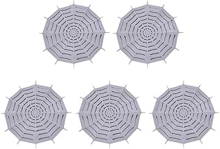 Floor Drain Strainer 5pcs Kitchen Sink Spider Web Shaped Sink Sewer Basket Strainer Filters Floor Drain Plug Hair Catcher Cover Net for Kitchen Bathroom (Grey)