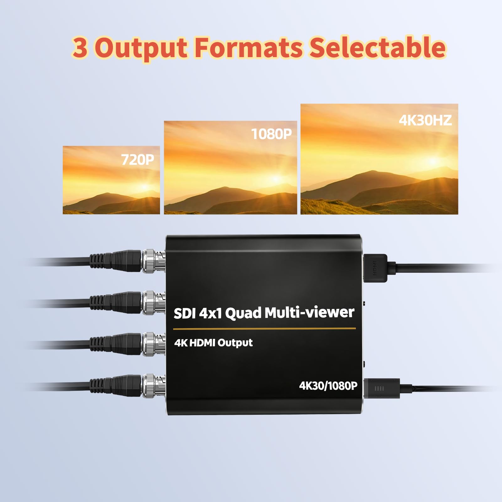 SDI Multi-Viewer 4x1 Conmutador, 4 Entradas a Salida HDMI
