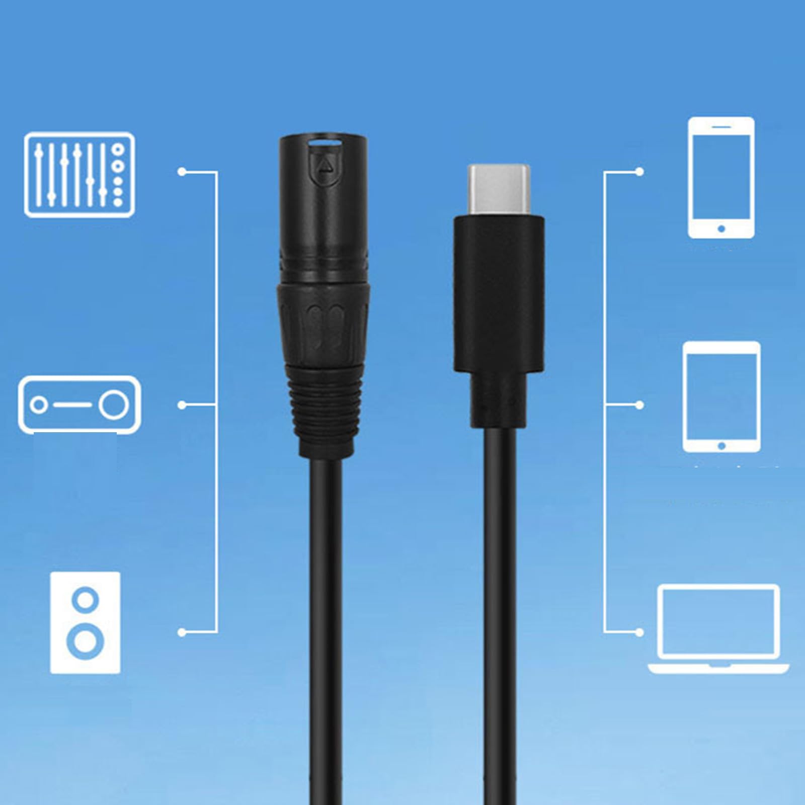 Adattatore da tipo C a XLR a 3 pin, da USB tipo C a 3 pin XLR, cavo audio stereo maschio a maschio femmina, convertitori da cavo a