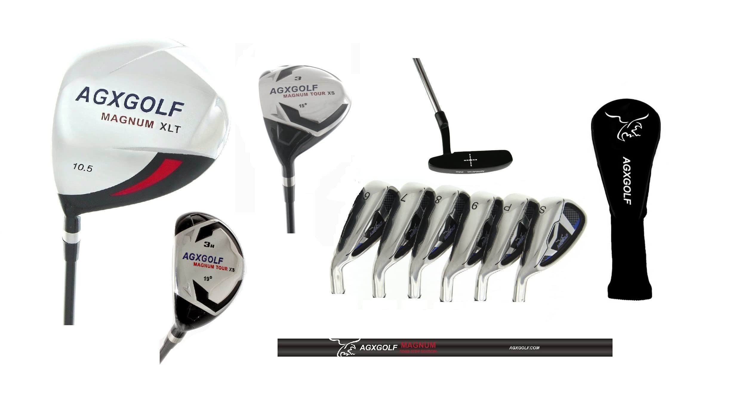 AGXGOLF Men's Left Hand XS Tour Magnum Regular Length Complete Golf Club Set w/Oversize Driver, 3 Wood, 3 Hybrid + 5-9 Irons + PW & SW, Free Putter: Built in The USA!