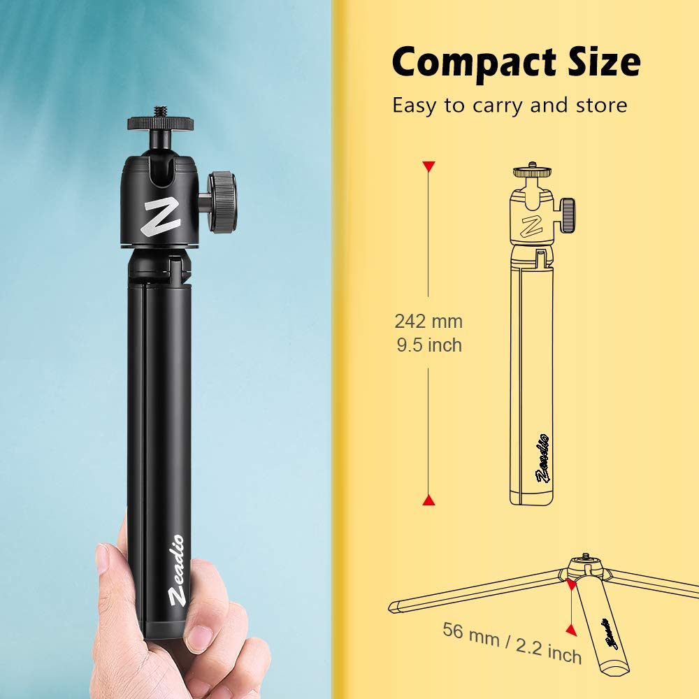 Zeadio Mini trépied en métal + Support à rotule pour Smooth 4, Crane Plus, Crane 2, Osmo Mobile, Ronin-S, Vimble 2, Stabilisateur de poignée à cardan et Toutes Les caméras