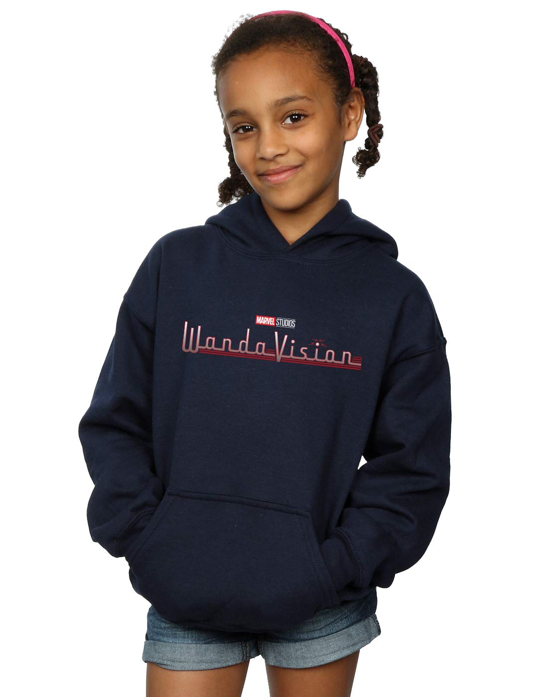 Absolute Cult Girls Navy Blue Marvel Wandavision Logo Hoodie 12-13 Years