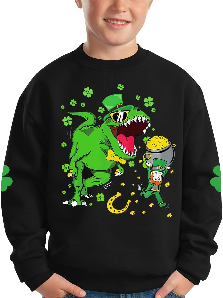 BesserBay Boys Girls Valentine's Day Heart Printed Mardi Gras Sweatshirt St. Patrick’s Lucky Shamrock Pullover Tops