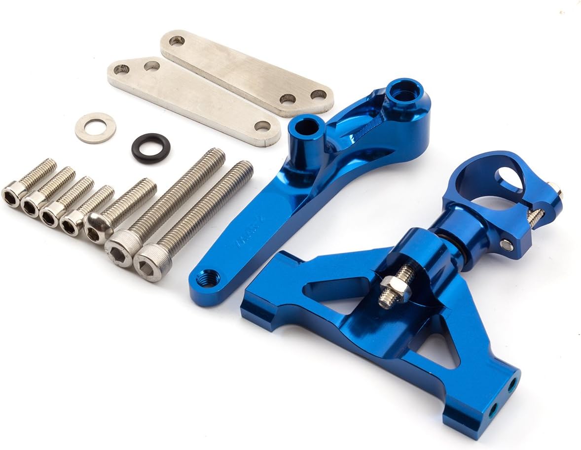 FXCNC Motorcycle CNC Steering Damper Stabilizer Buffer Control Bar With Mounting Bracket Kit Full Set Compatible with ZZR1400 Ninja ZX14 ZX14R 2006-2020