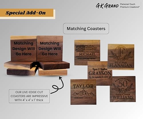 Miniatura 4 de Personalized Walnut Live Edge Wood Sign Display Gift - Rustic Engraved Family Last Name Wedding Anniversary Housewarming Welcome Cabin House Door