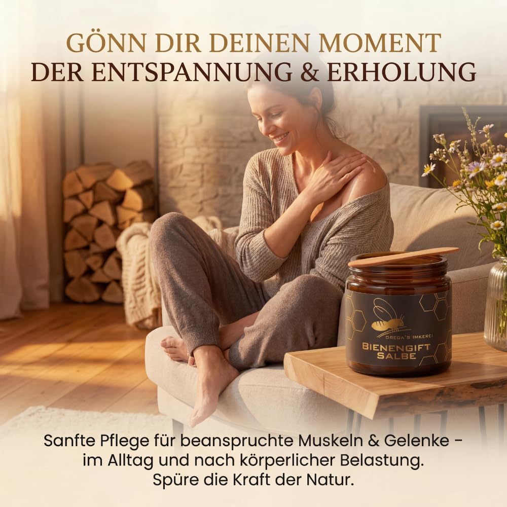 Gregas Bienengiftsalbe 100 ml stark konzentriert mit „Sehr gut" im Derma Test. Sanfte Entspannung für beanspruchte Muskeln & Gelenke - je Dose ca. 330 Bienenstiche (1x 100 ml (1er Pack)