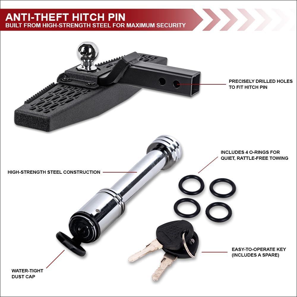 Armordillo 2" Drop Rear Hitch Step with 2" Ball Mount for 2" Reveiver|Universal|8740460|Textured Black