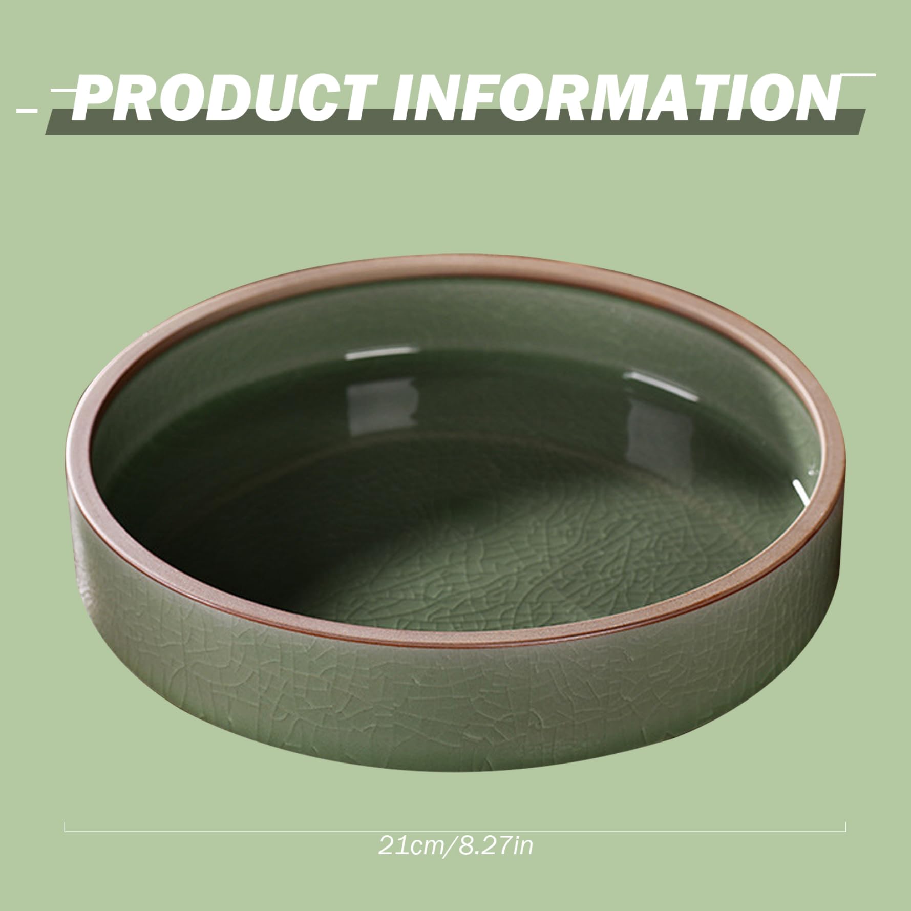 Baño para pájaros para jardín, Cuenco Redondo de cerámica para baño de pájaros de 8, 3 Pulgadas, alimentador de Agua Exterior Verde de 1300ml con Base Antideslizante Estable para jardín