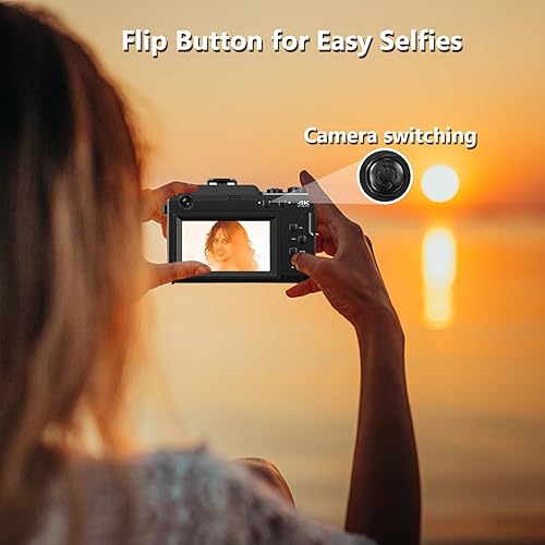 Miniatura 4 de Cámara digital 4K para fotografía de 56 MP con WiFi 2 baterías 32G TF tarjeta, cámara de vlogging 18X zoom digital enfoque automático, cámaras