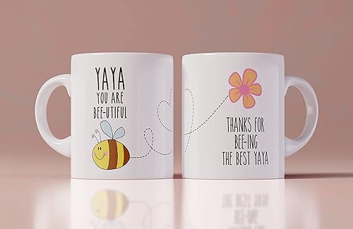 Yaya You Are Bee-Utiful Beautiful - Taza de café con mensaje personalizado con ilustración de abeja linda, regalo para el día de la madre, regalo