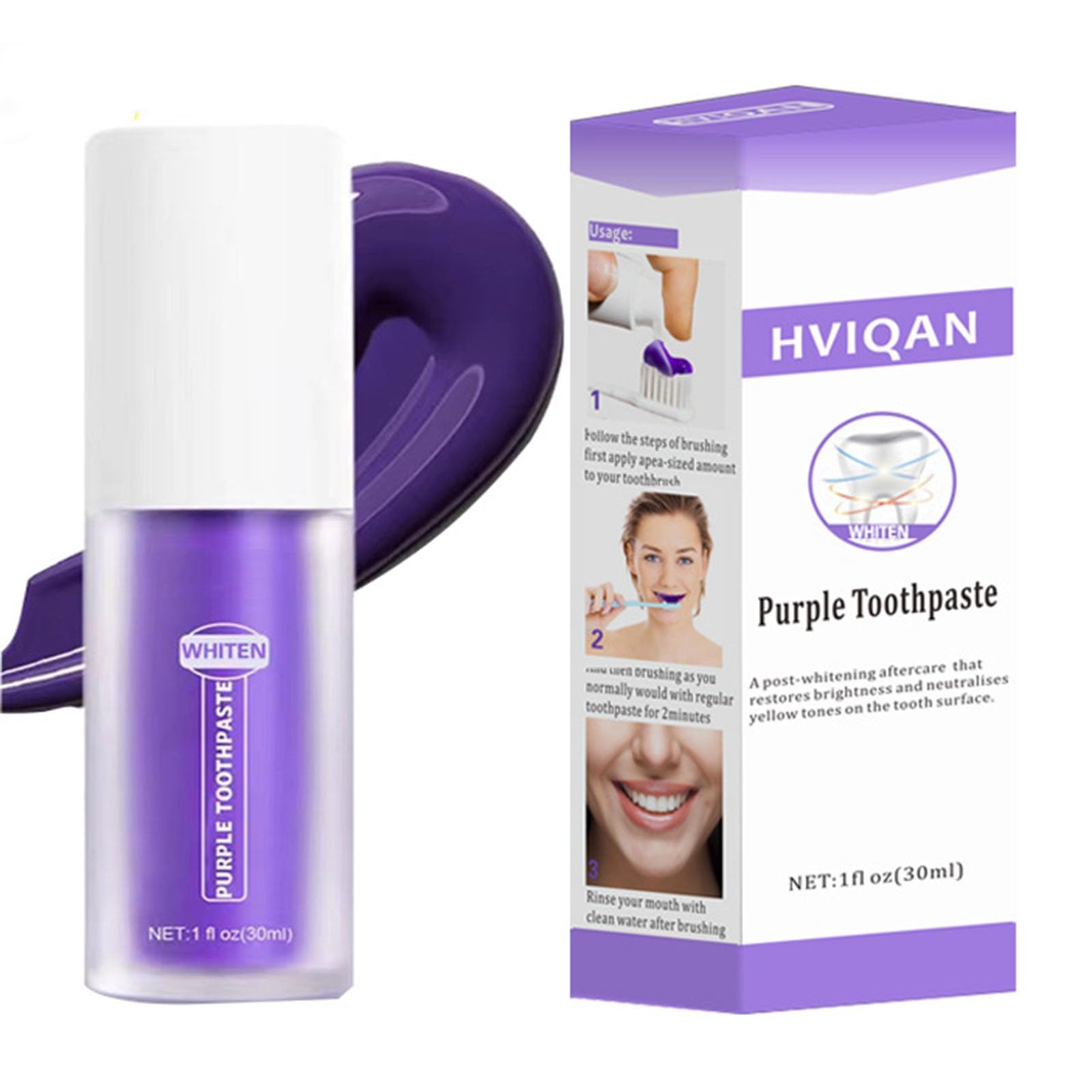 KOWVOWZPurple Toothpaste for Teeth Brighten, Colour Corrector Tooth Stain Removal,Teeth Whitening Booster, Improve Gum Health & Fresh Breath for Kids Adult Fresh Mint