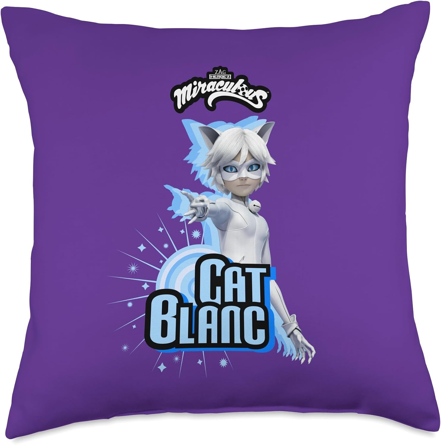 Miraculous Ladybug Villains Collection Cat Blanc Throw Pillow, 16x16, Multicolor