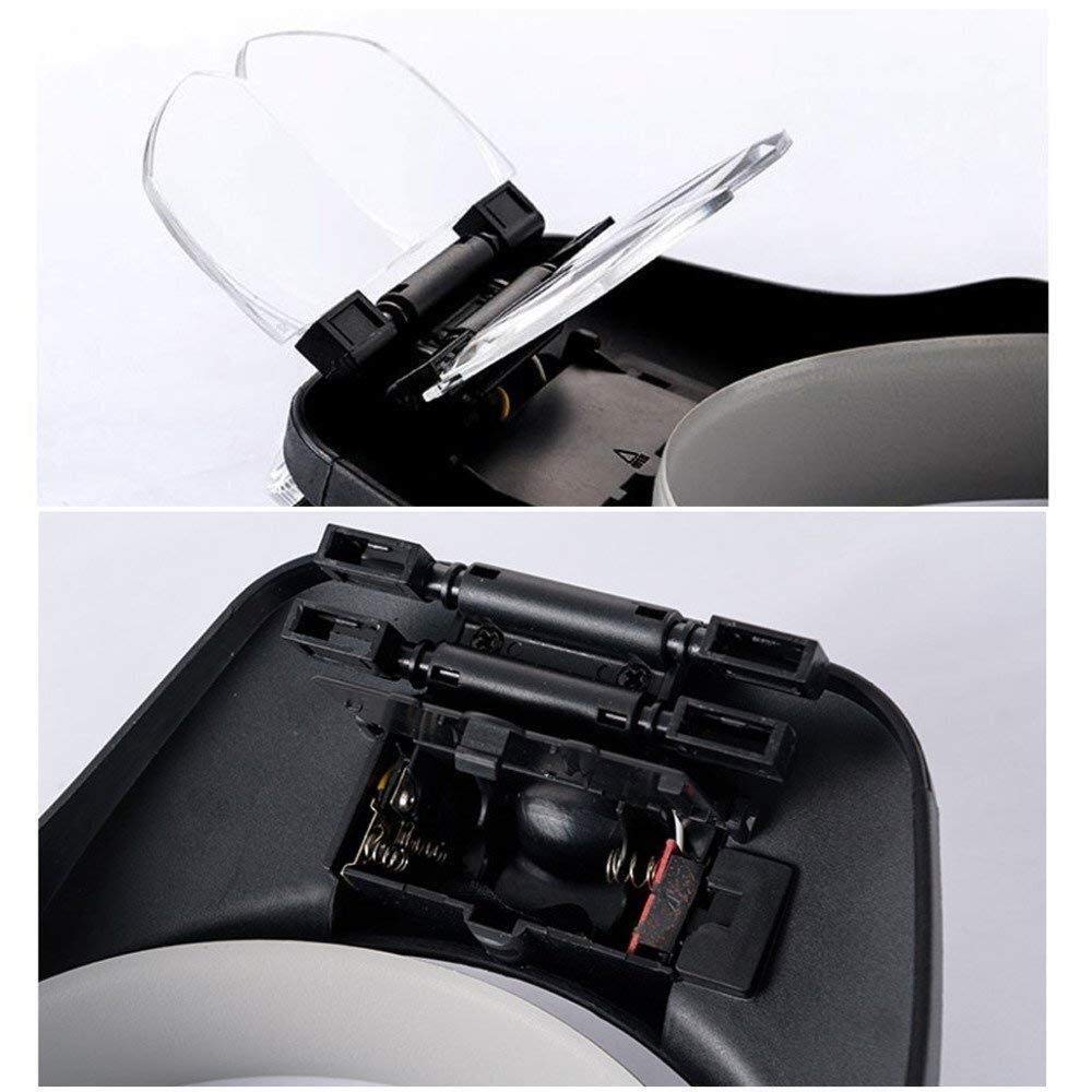 Lupa de pantalla 3.5 X Lupa de cabeza de iluminación, con tres lentes de acrílico HD de luz LED, y para reparar la evaluación de joyas talladas en negro 195 * 135 * 68Mm Lupa de abs Lupa con luz LED