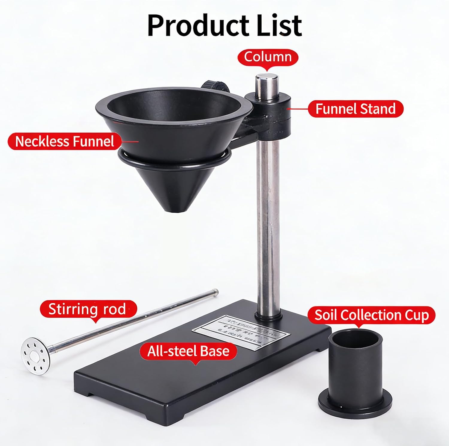 Soil Free Swelling Rate Tester, Soil Swelling Rate Tester, Funnel Soil Measuring Cup Stirrer, 10mL Cup Capacity/20mm Inner Diameter, for Determining Cohesive Soil Moisture Content
