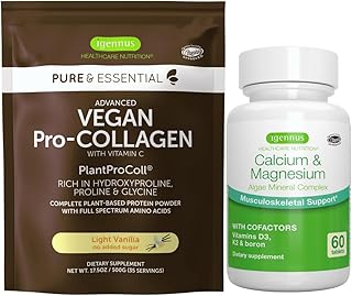 Vegan Vanilla Collagen Protein Powder + Calcium & Magnesium Complex Bundle, Comprehensive Bone Support, by Igennus