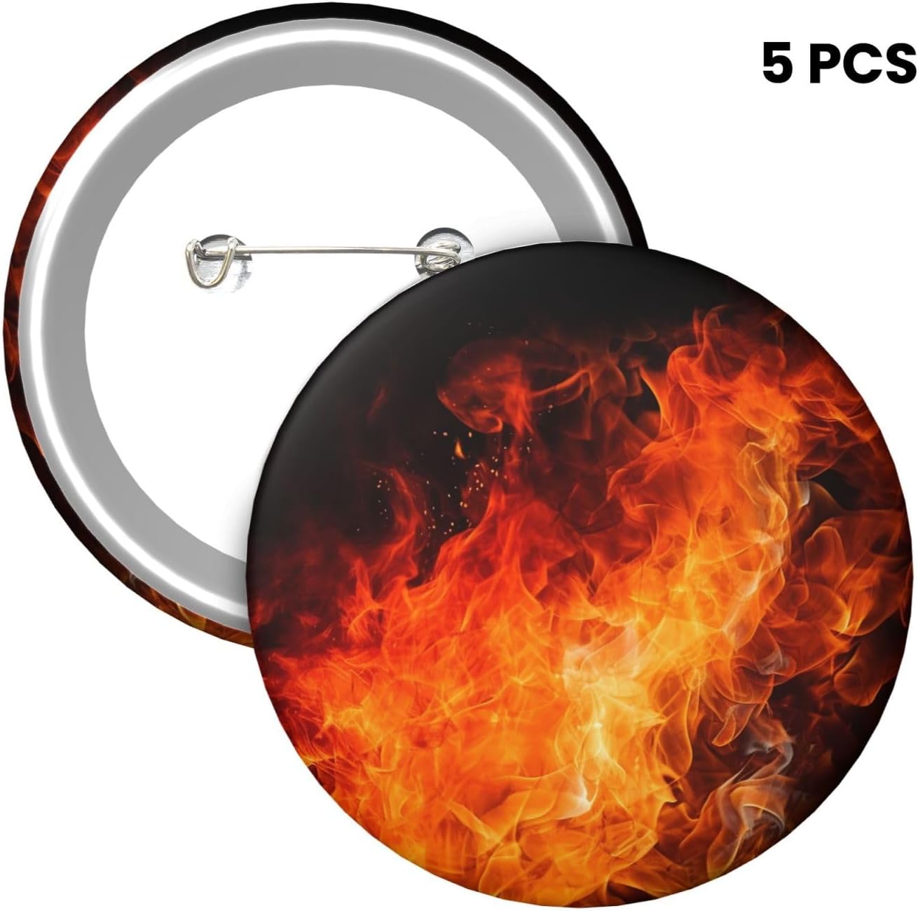 Roaring Flame Button Pins 1 Pc, 2.4 Inch Round Button Badges Metal Personalized Picture Photo Pin Buttons Kit For Craft Supplies Christmas Diy Party Projects image 2