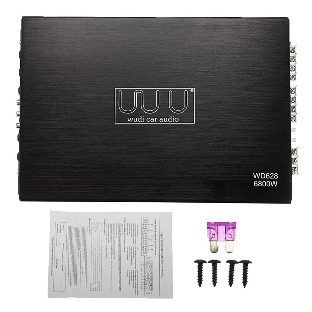 Amplificateur De Voiture 6800W Amplificateur De Voiture À 4 Canaux Audio Stéréo Haut-Parleur De Basse 2/4 Ohm De Classe Stable AB, Gamme Complète, Alliage D'aluminium Reculable DC12V