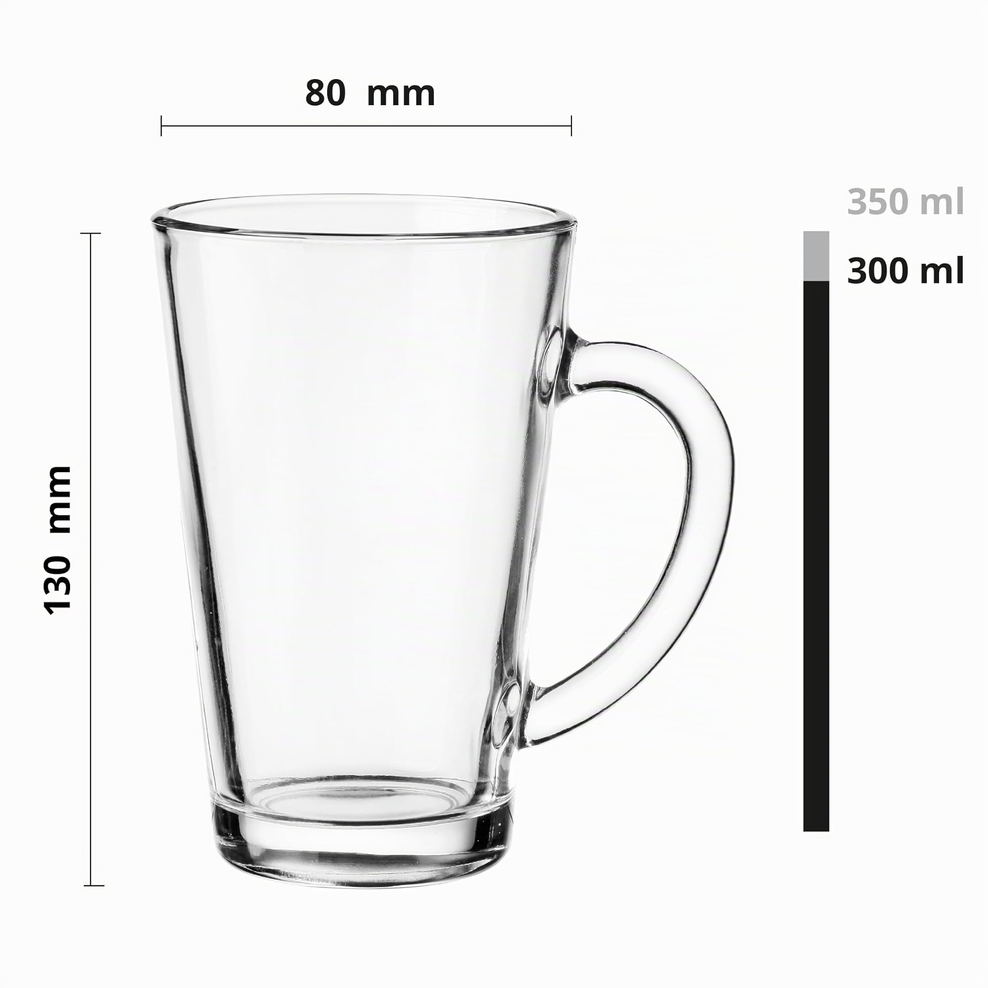 Glasmark Krosno Latte Macchiato Set di 6 bicchieri da tè con manico, bicchieri da dessert per acqua, caffè e vin brulé, 6 x 300 ml
