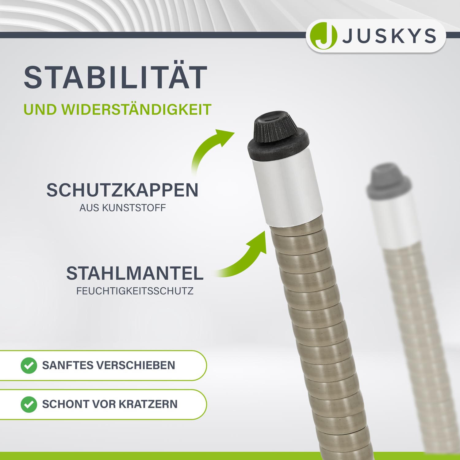 Juskys Polyrattan Gartentisch Yoro wetterfest - Balkontisch Ø 60 cm rund - Rattan Beistelltisch mit Glasplatte - Kleiner Tisch für Balkon - Grau