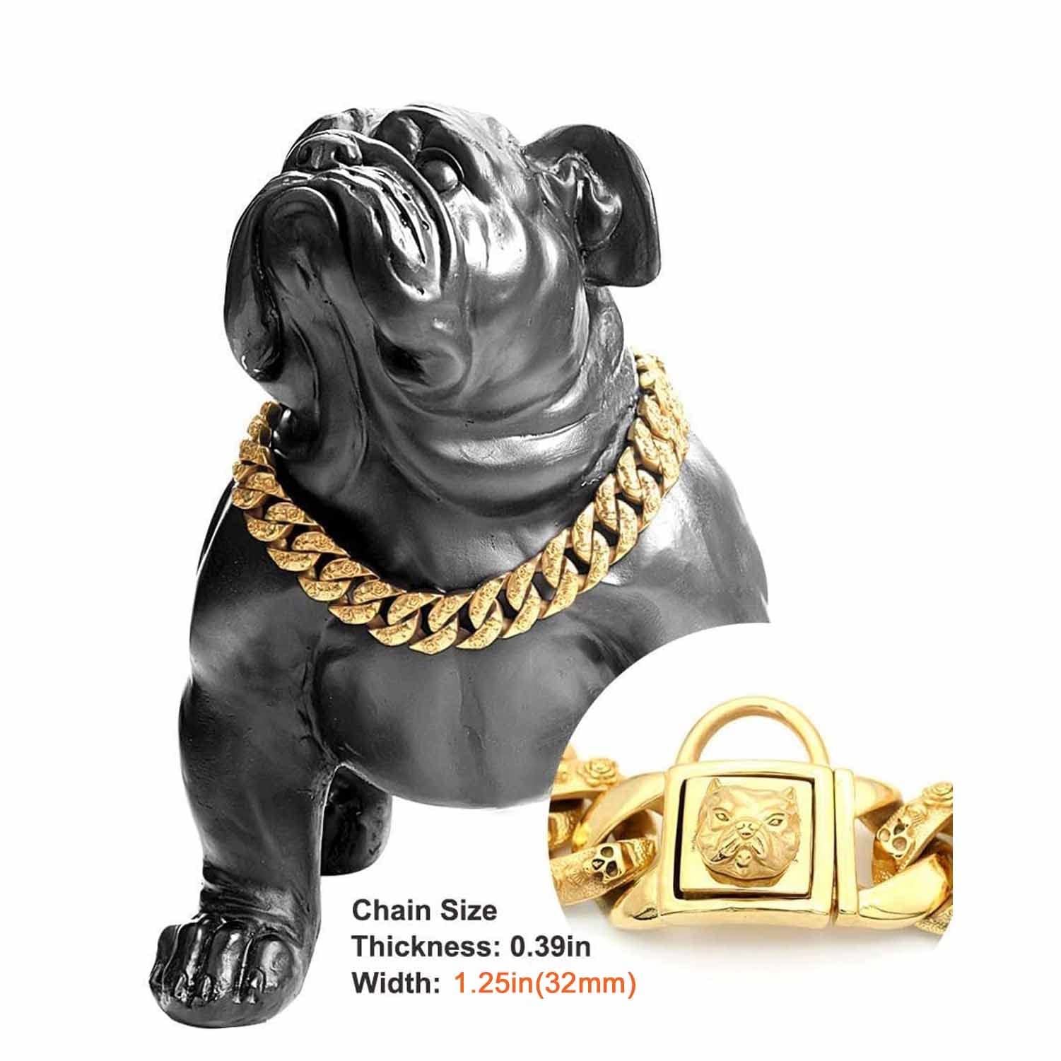Amazon.com : SHQIN Gold Dog Chain Collar, Stainless Steel Training