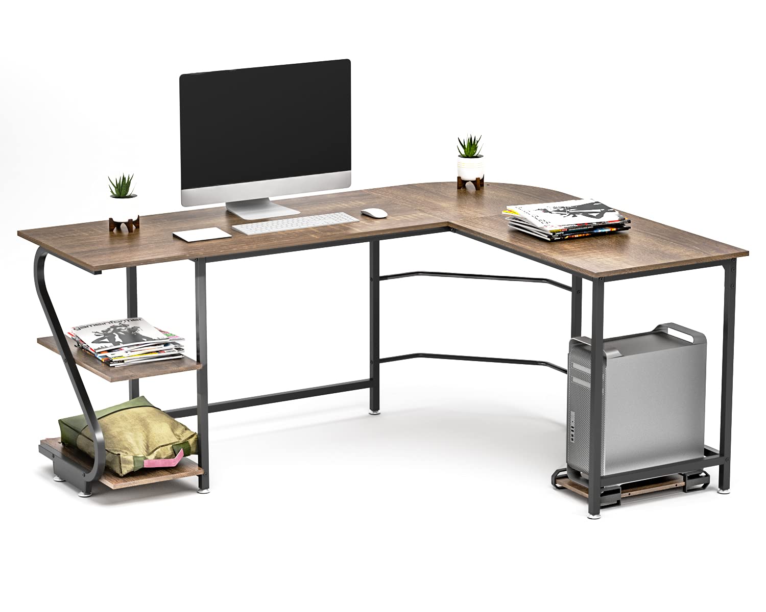 Buy Younux Computer Desk 68.9" L Shaped Desk, Gaming Desk with Round