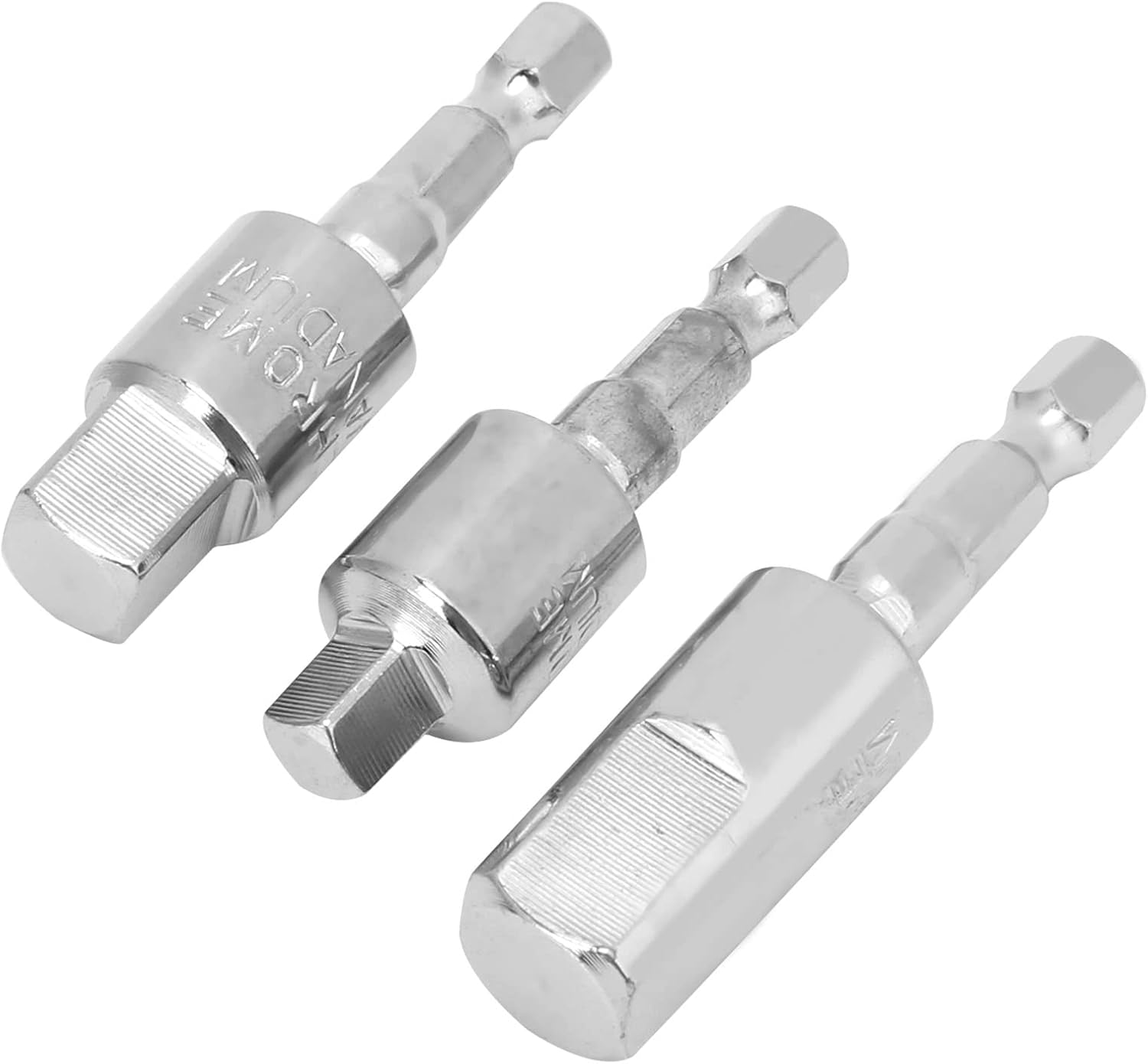 3Pcs Power Drill Socket Set, Metal Hex Shank Square Adapter, 360 Degree Rotatable with Small Size and Light Weight for Electric Screwdriver and Hand-Operated Electric Drill