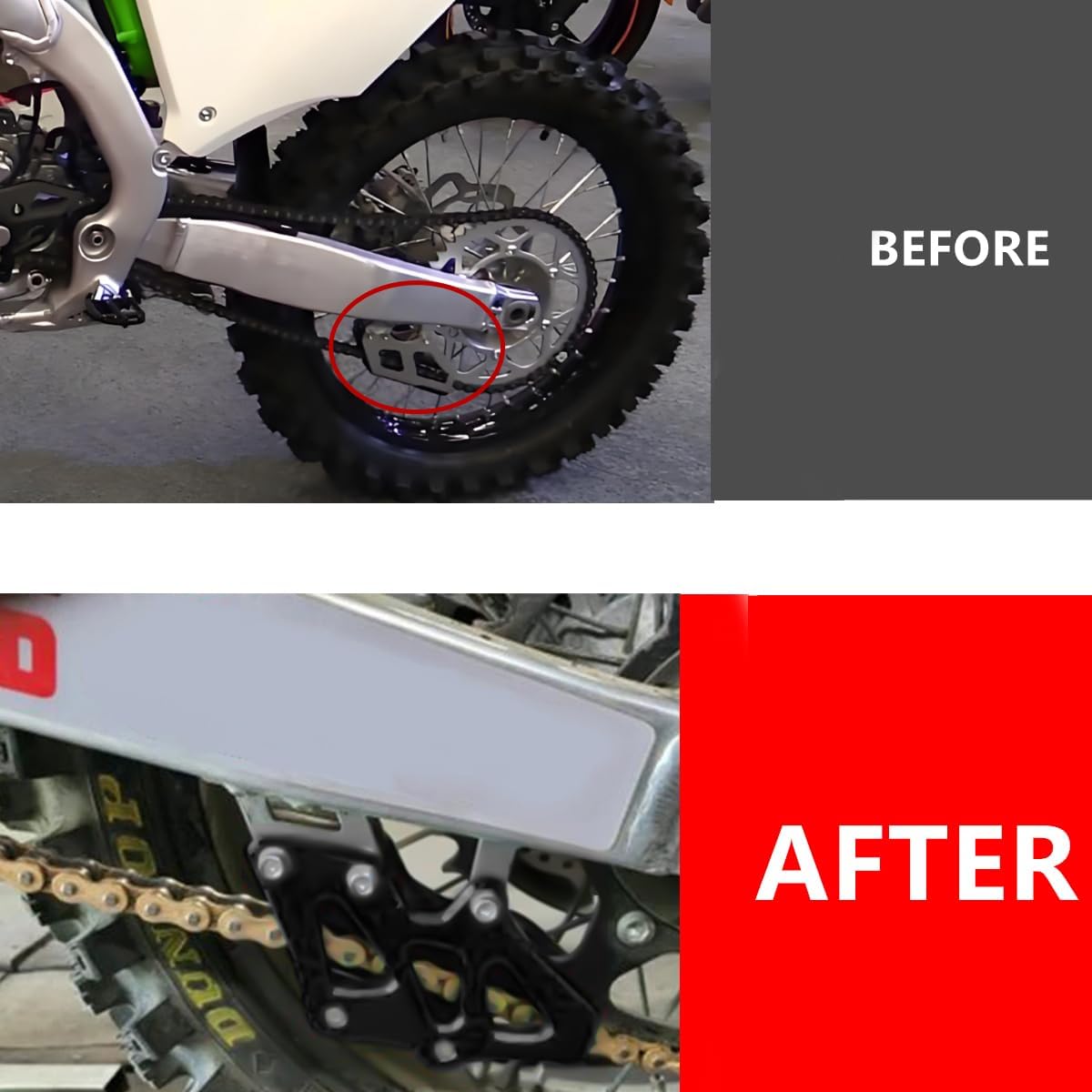 KX250/F,KX450/F/R Rear Chain Guide Guard Compatible with KX250 KX250F KX450 KX450F KLX450R Dirt Bike 3D CNC Motorcycle Accessories Sprocket Guard (Black)