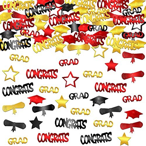 Image of Graduation Decorations 2026, Shiny Congrats Grad Confetti 2026 - Pack of 1300 | Black, Red and Gold Graduation Confetti Class of 2026, | Class of 2026 Decorations, KatchOn