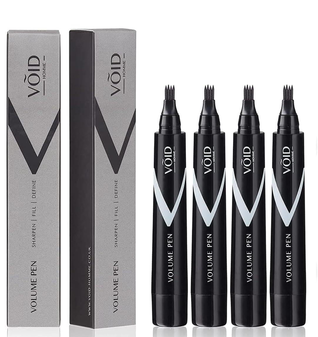 Beard Pen Filler for Men (Pack of 4) Instant Beard Pen & Filler Beard Pencil, Easy Beard Pen Liner, Beard Filler Pen for Beard Filling Pen Kit & Beard Marker, Waterproof Pen (Black)