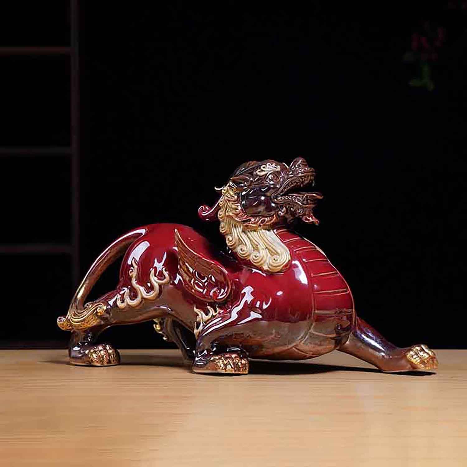 DFTDFYXY Ceramic Fengshui Statue Chinese Fortune Pixiu Ornaments Living Room Entrance Decoration Desk Gift Zen Decor Living Room Shop Decorations,A,L