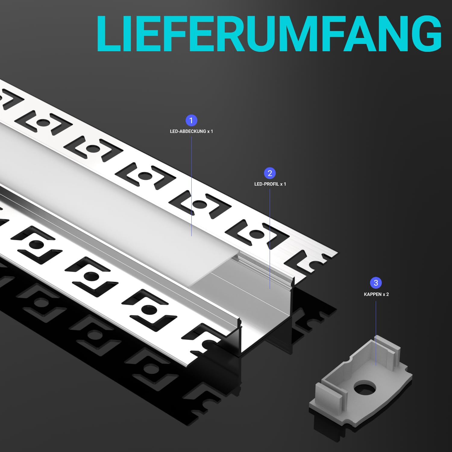 Profil aluminiowy do taśm LED, 2 m x 15 sztuk, 30 m, z matową pokrywą, wymiary 28 mm x 13,8 mm (otwór 64,2 mm), obsługuje taśmy LED o szerokości nieprzekraczającej 20,2 mm SP44