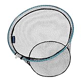 SANLIKE タモ網 玉網 ラバーネット アルミフレーム 釣りネット ランディングネット 折りたたみ玉枠 大型たも網 釣り成功率アップ (ブラック、50CM)