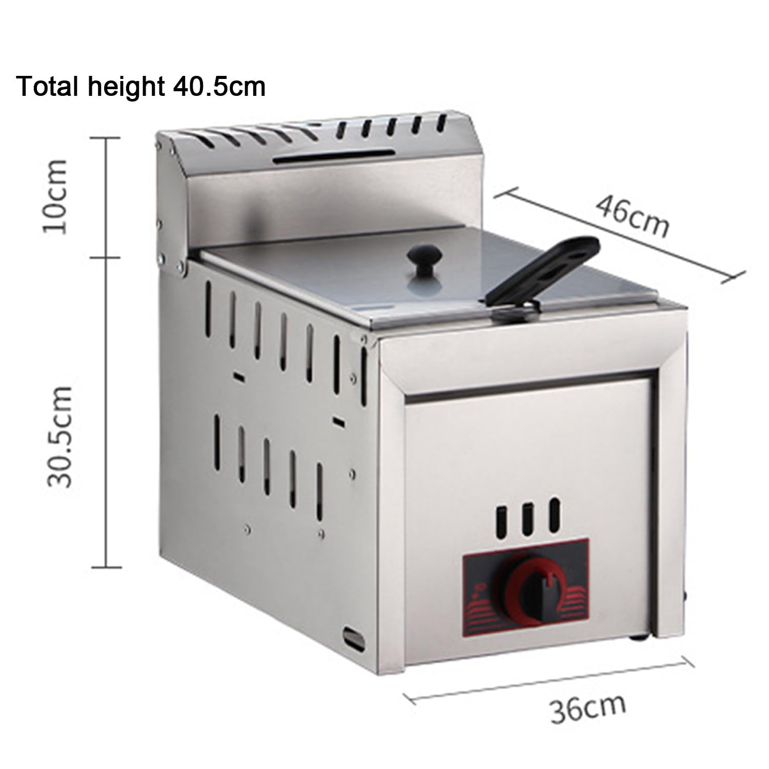 Qiang 10L/20L Freidora Gas Acero Inoxidable Comercial con Cesta Y Tapa,Freidora Profesional para Encimera,para Restaurante,Cocina Familiar,10L