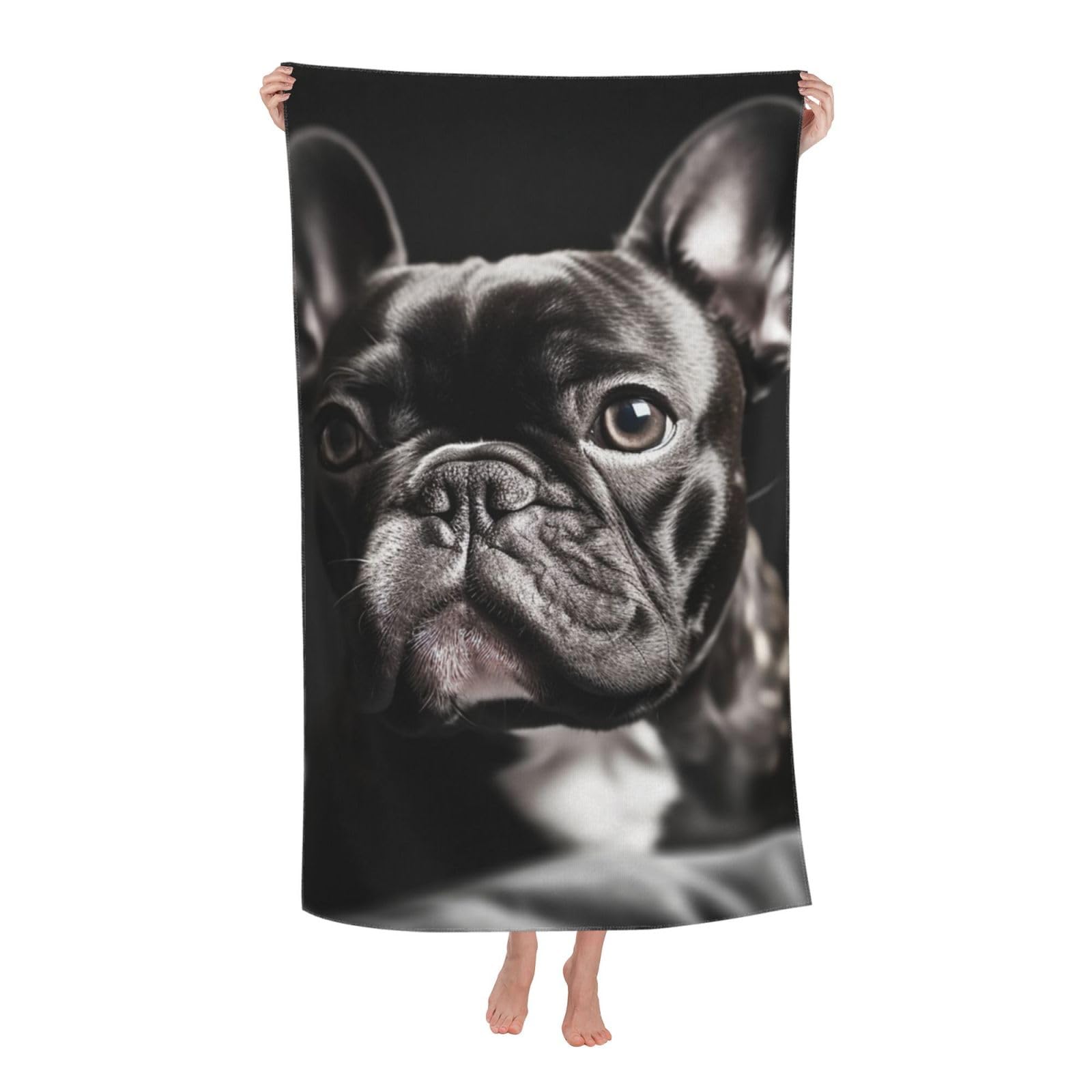 FodPand French Bulldog Beach Towel Oversized 52 x 32 in Sand Free Pool Swim Towels for Adult Travel Blanket Lightweight Quick Dry Absorbent Bath Towels Cruise Vacation Accessories