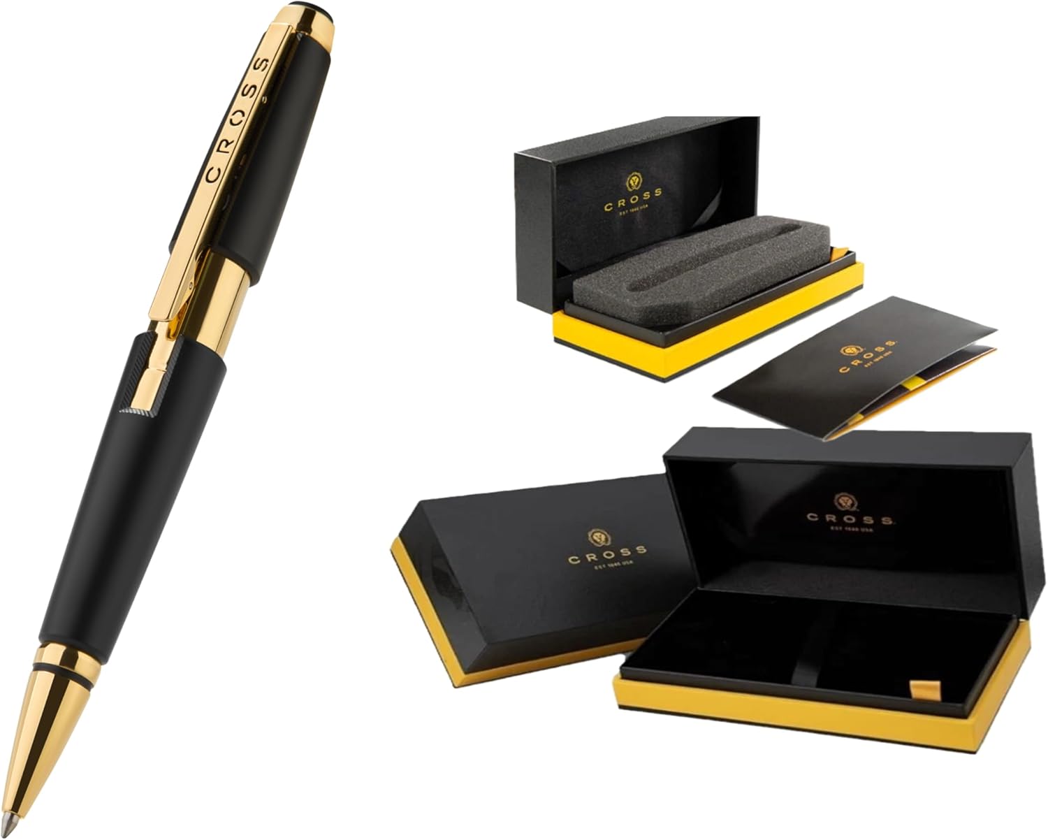 Cross Edge Rollerball Pen, Includes Luxury Gift Box (Black and Chrome)