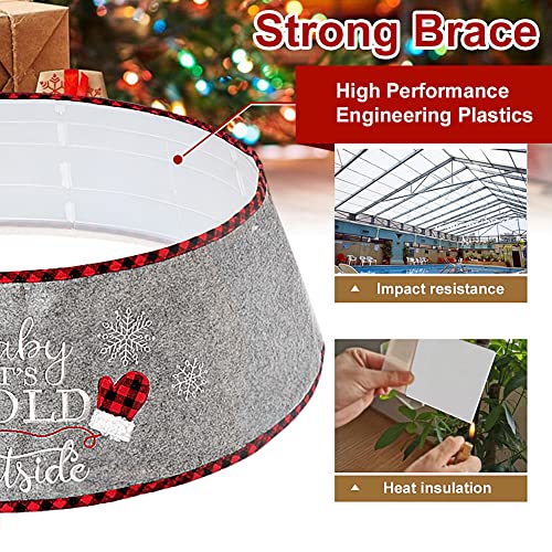 Nibesser Christmas Tree Collar, 30 Inches Tree Skirt Ring Grey Basket Rustic Farmhouse Style Tree Stand Cover Plastics Sheets With Collar Cover Christmas Tree Decoration Xmas Ornaments #TOP6