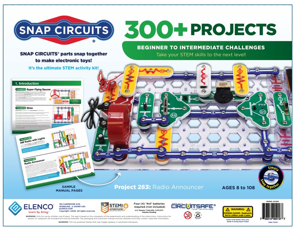 SNAP CIRCUITS Classic SC-300 STEM Electronics Kit, 300+ Projects, Ages 8+ - Image 4