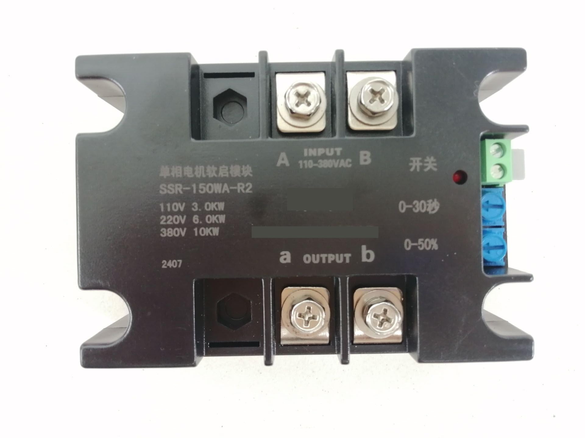 Démarreur progressif monophasé 220 V SSR-40WA-R1 (1,5 kW) 1,5 kW, 1 kW, 2 kW, 4 kW, 6 kW, 8 kW, for ventilateur, pompe à eau(SSR-40WA-R1(1.5KW))