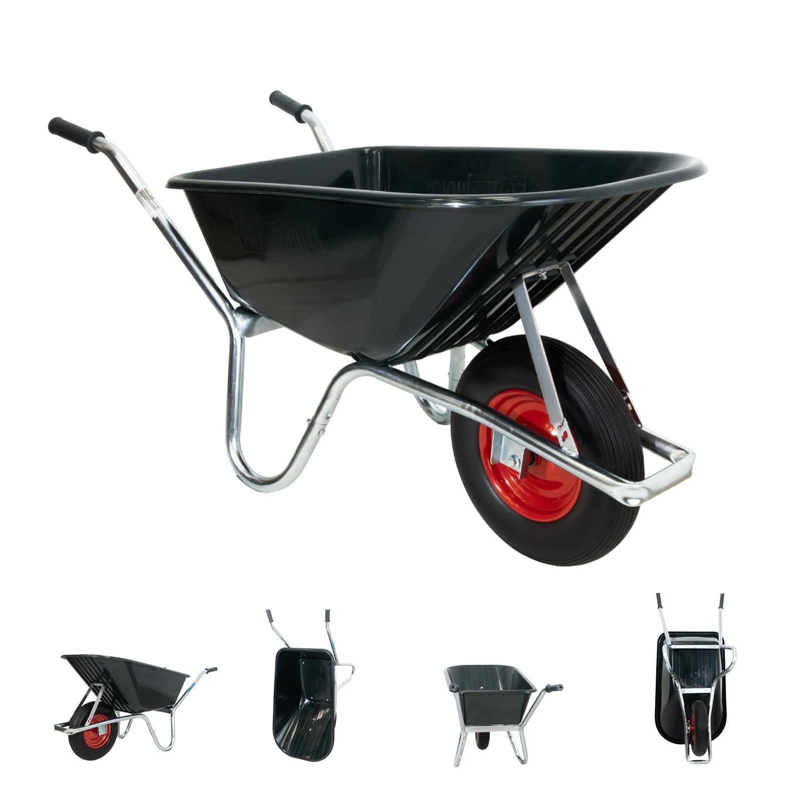 Schubkarre PP 100 l PU Rad BAU Karre Gartenschubkarre Bauschubkarre Schiebkarre Garten