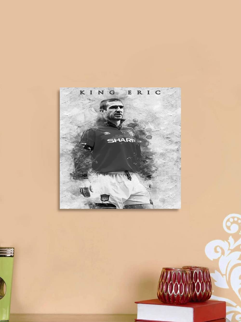 Xtreme Skins Designs Print Wooden Framed Canvas Wall Art Decoration Poster (14x14 Inch) - Eric Cantona - Painting